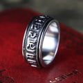 Buddha Stones Tibetan Om Mani Padme Hum Titanium Steel Spinner Balance Ring