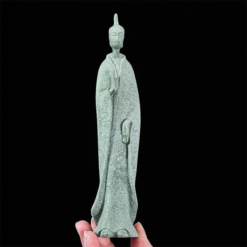 Buddha Stones Meditation Buddha Standing Statue Sandstone Home Decoration 3.8*6.5*17cm