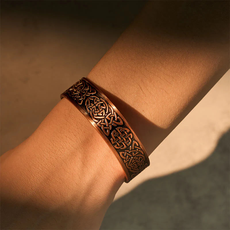 FREE Today: Luck and Healing Copper Abstract Line Pattern Open Cuff Bracelet Bangle Ring
