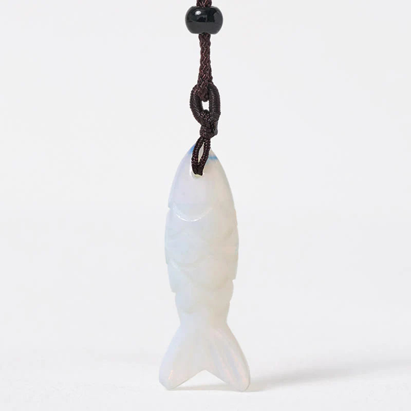 Buddha Stones Carving Koi Fish Pink Crystal Indian Agate Amethyst Warmth Prosperity Necklace Pendant