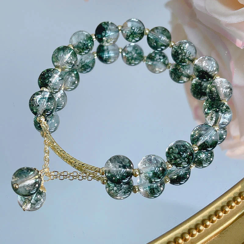 Buddha Stones Green Phantom Crystal Confidence Charm Bracelet