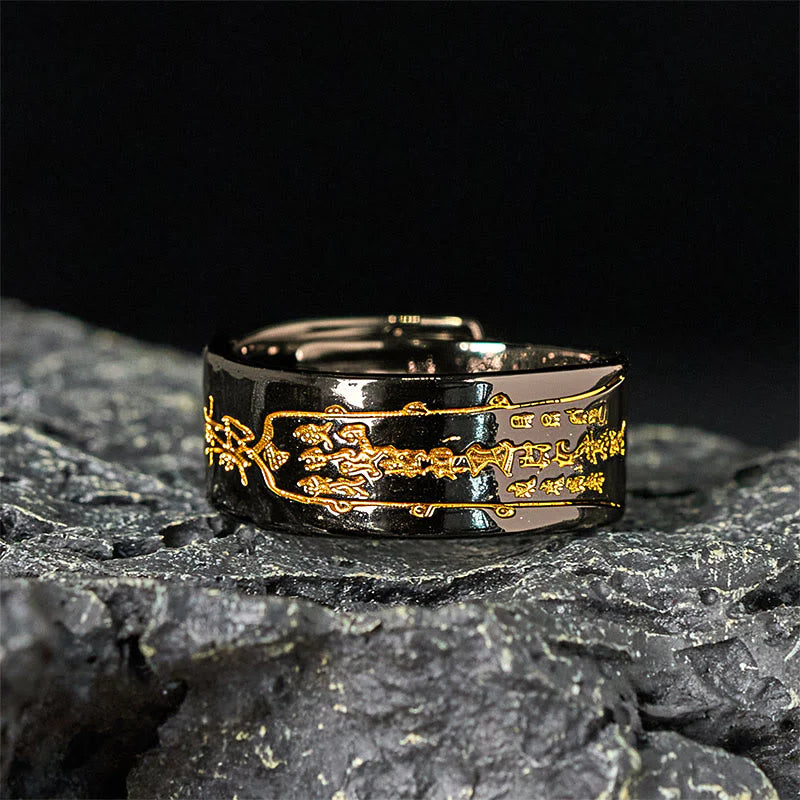 Buddha Stones Copper Word Adjustable Balance Ring