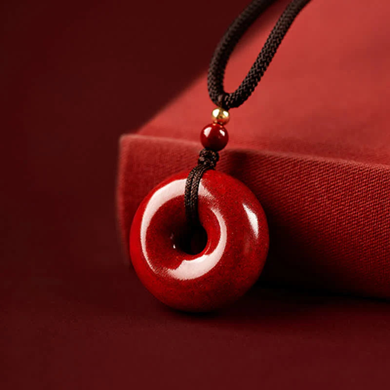 Buddha Stones Cinnabar Peace Buckle Calm Blessing Necklace Pendant (Extra 35% Off | USE CODE: FS35)