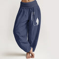 Buddha Stones Zen Buddhist Pattern Women's Elastic Waist Harem Cotton Pants