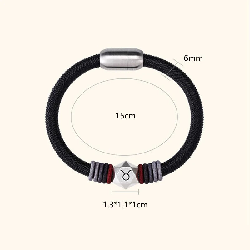 Buddha Stones 999 Sterling Silver 12 Constellations of the Zodiac Blessing Handmade String Bracelet (Extra 35% Off | USE CODE: FS35)