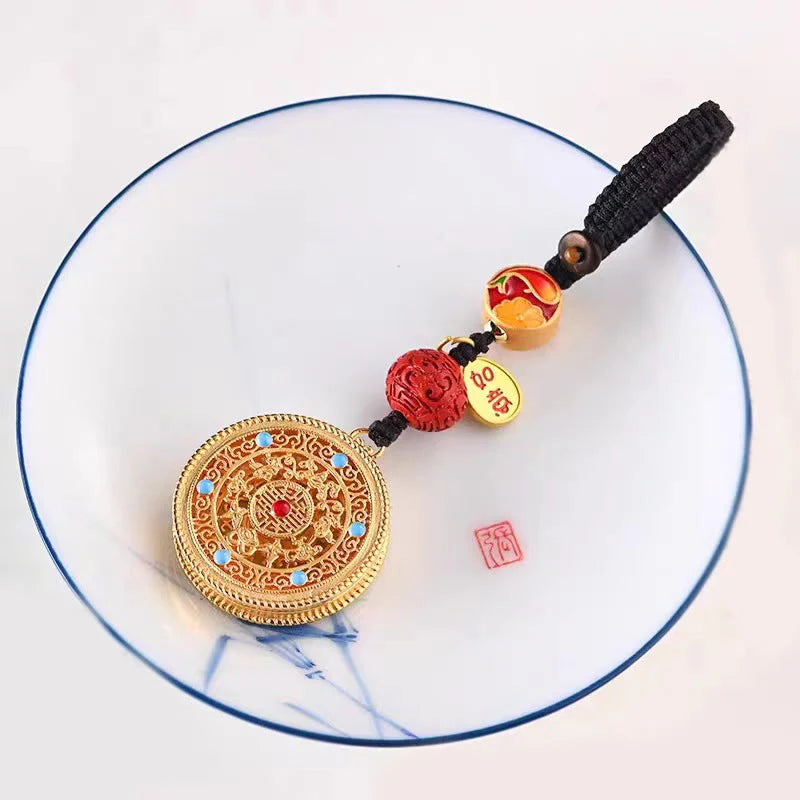 Buddha Stones Fu Character Blessing Ruyi Charm Key Chain