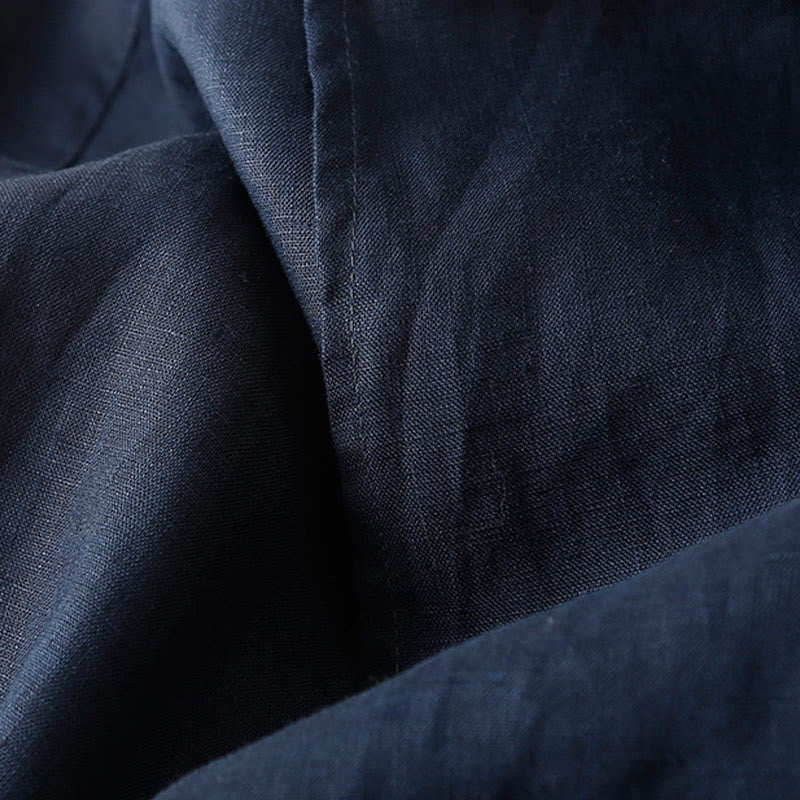 Buddha Stones Vintage Summer Asymmetrical High Waist Women's Cotton Linen Skirt With Pockets
