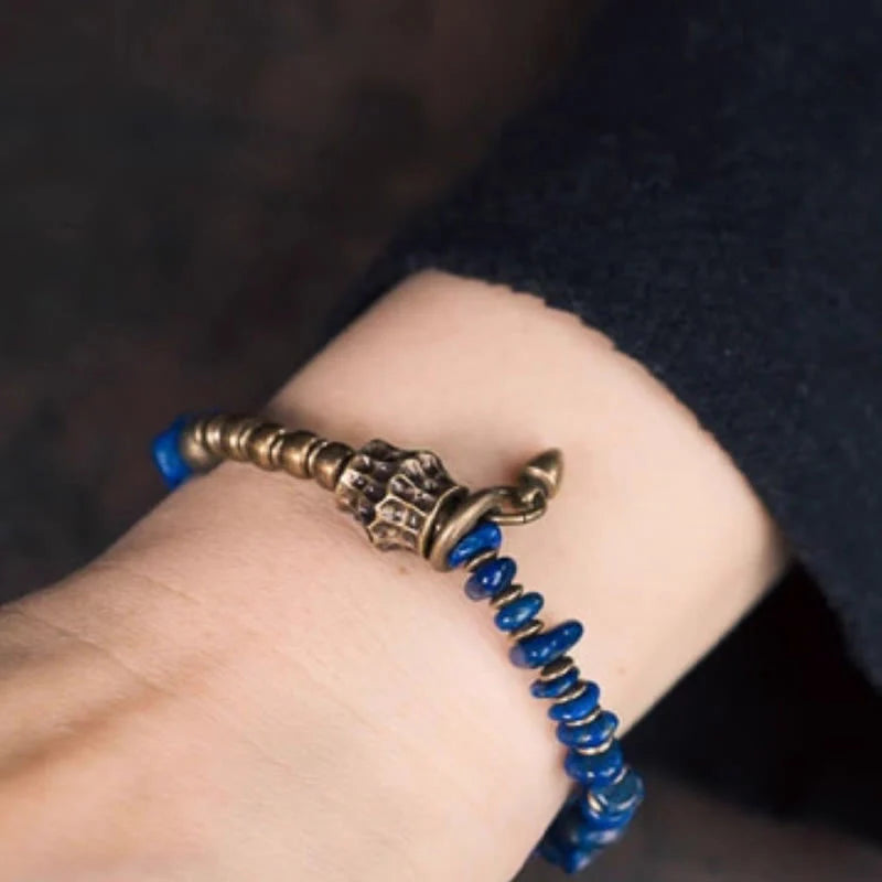 Buddha Stones Vintage Irregular Shape Design Lazurite Positive Bracelet