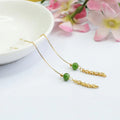 Buddha Stones 925 Sterling Silver Natural Hetian Cyan Jade Bead Luck Phoenix Tail Drop Earrings