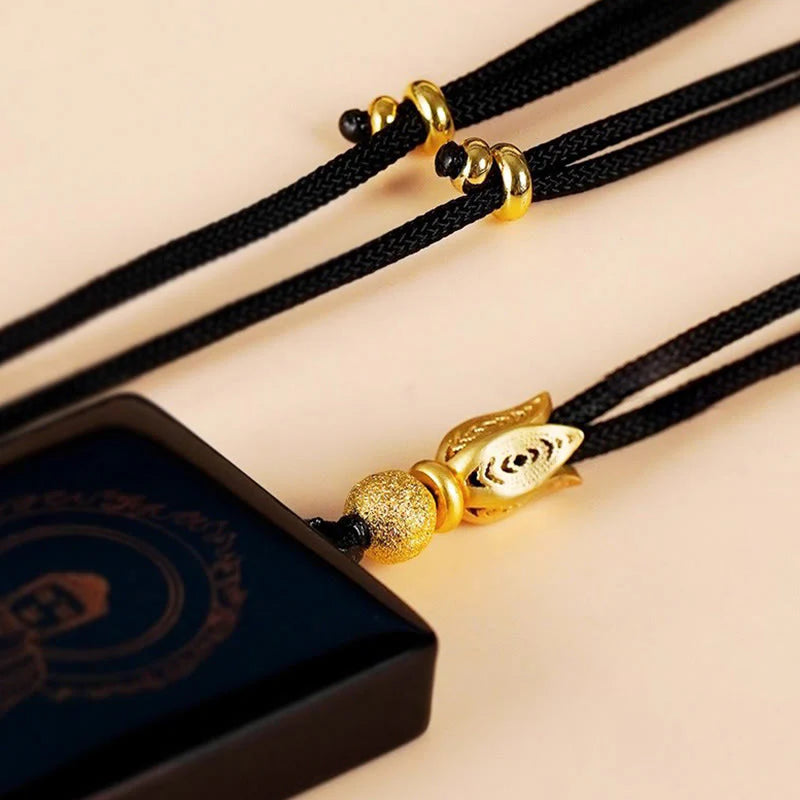Buddha Stones Chinese Zodiac Natal Buddha Fu Character Lacquer Craft Sandalwood Pendant Necklace
