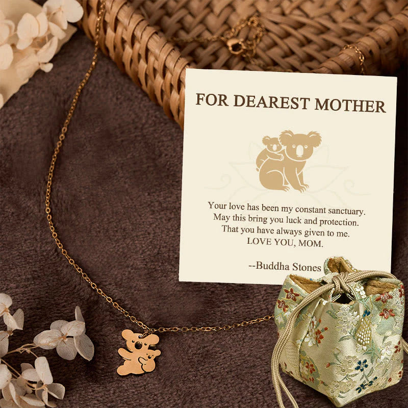 Buddha Stones FOR DEAREST MOTHER Koala Titanium Steel Calm Necklace Pendants Includes Gift Message Card