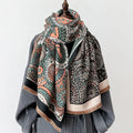 Buddha Stones Winter Ethnic Style Paisley Geometry Pattern Tassels Soft Scarf Shawl