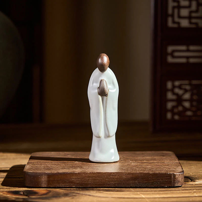 Buddha Stones Meditation Monk Ceramic Statue Serenity Home Decoration