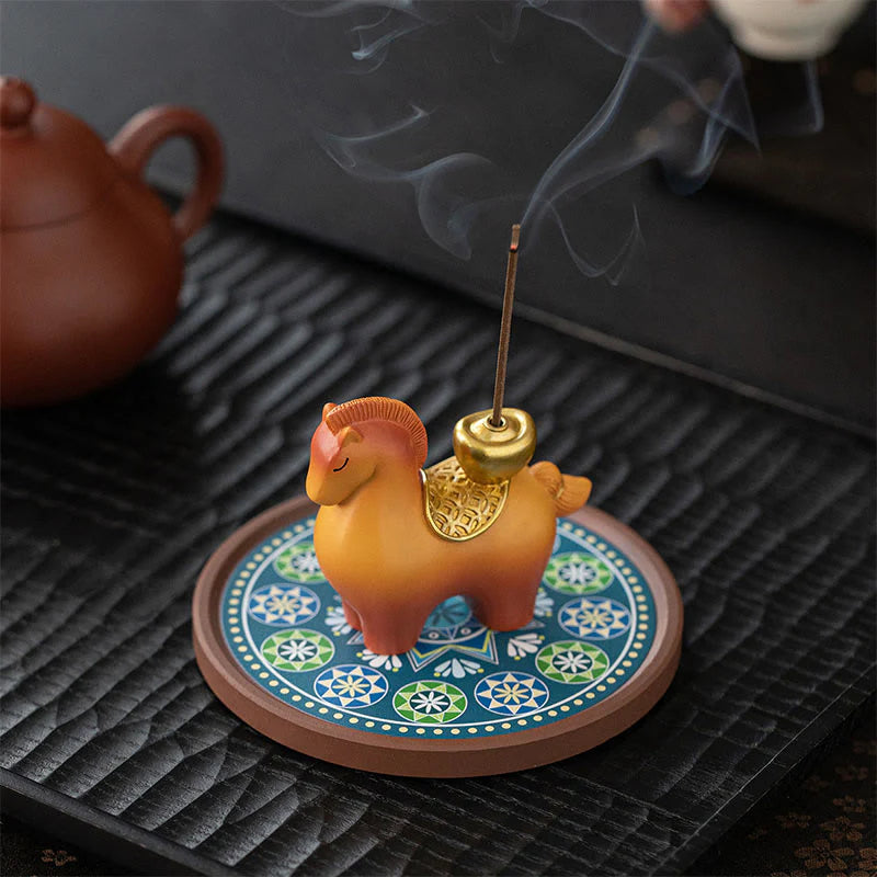 Buddha Stones Year Of The Horse 2026 New Year Ingot Attracting Wealth Home Decoration Incense Burner
