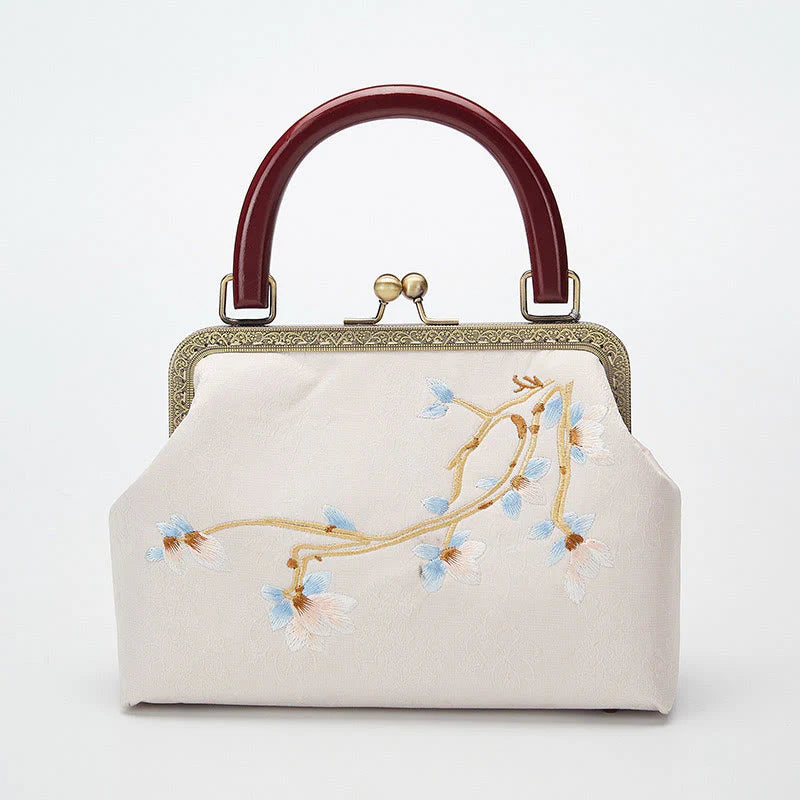 Buddha Stones Flower Embroidery Handbag Crossbody Bag