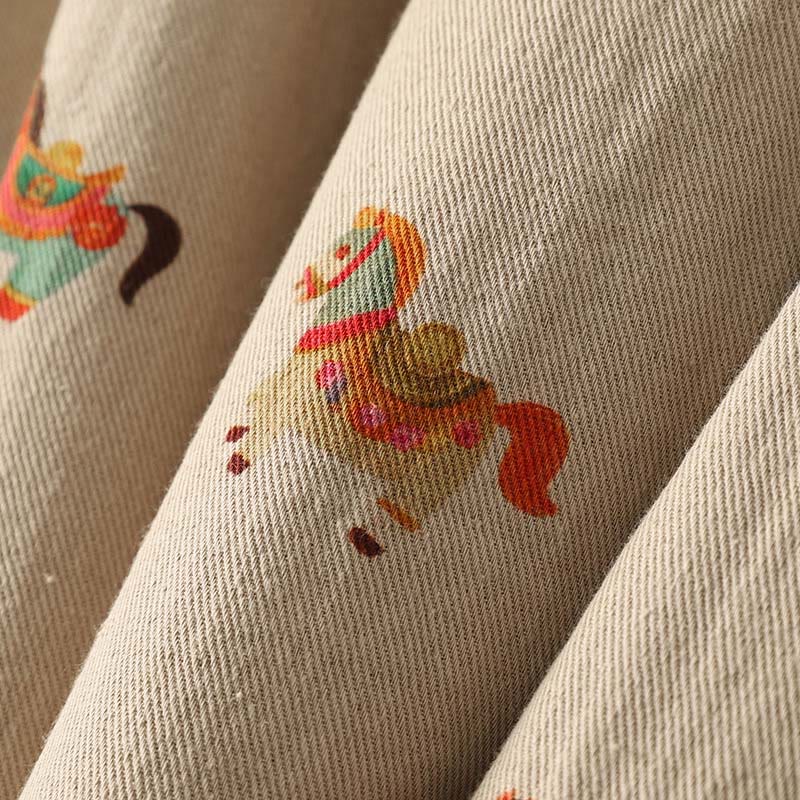 Buddha Stones Horse Fu Character Pattern Frog-Button Design Women's Long Sleeve Thickened Jacket