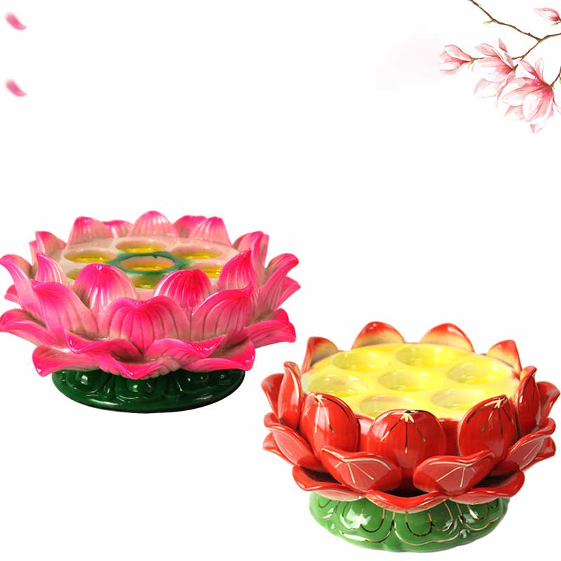 Buddha Stones Meditation Prayer Altar Lotus Flower Candle Holder Buddhist Temple Rituals Use Items