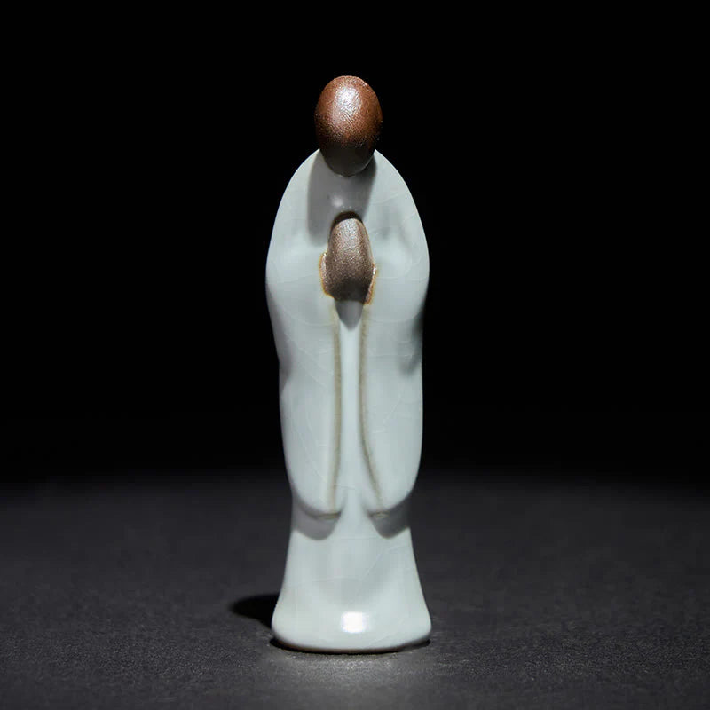 Buddha Stones Meditation Monk Ceramic Statue Serenity Home Decoration