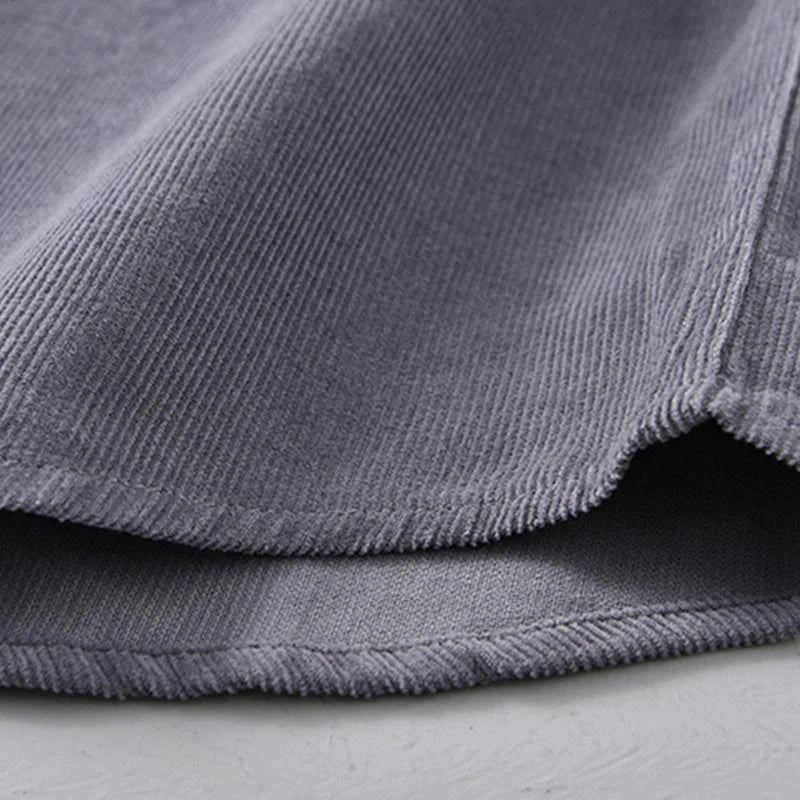 Buddha Stones Plain Button Down Cotton Corduroy Men's Long Sleeve Jacket