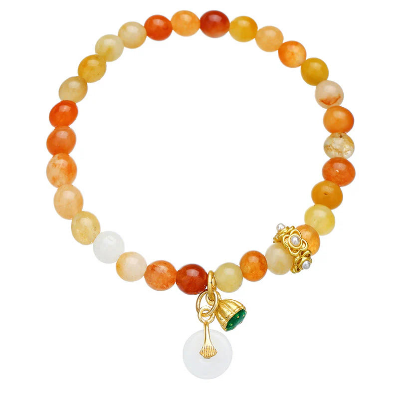 Buddha Stones Peace Buckle Golden Silk Jade Ward Off Evil Spirits Bracelet
