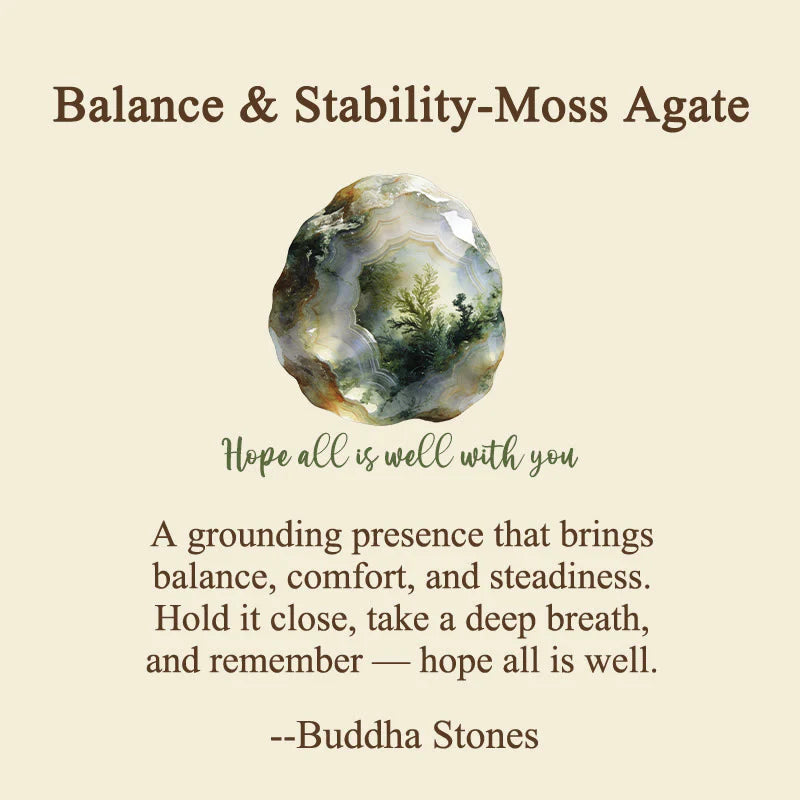 Buddha Stones Hope All Is Well With You Natural Moss Agate Palm Stone Growth Crystal Decor