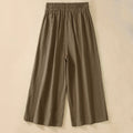 Buddha Stones High Waist Capri Cropped Women's Wide Leg Cotton Pants With Pockets