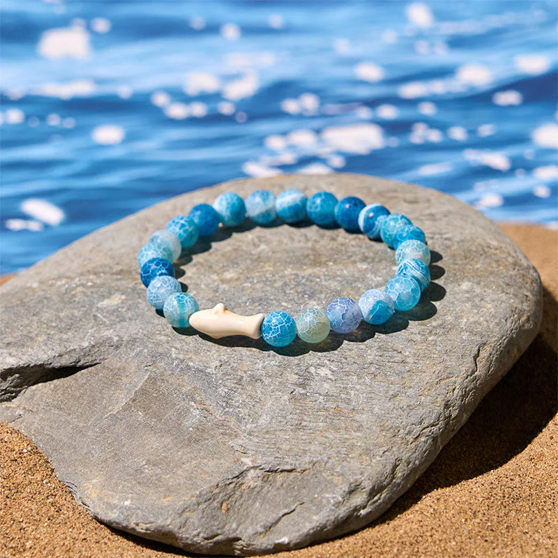 Buddha Stones Natural Agate Stone Shark Wisdom Bracelet