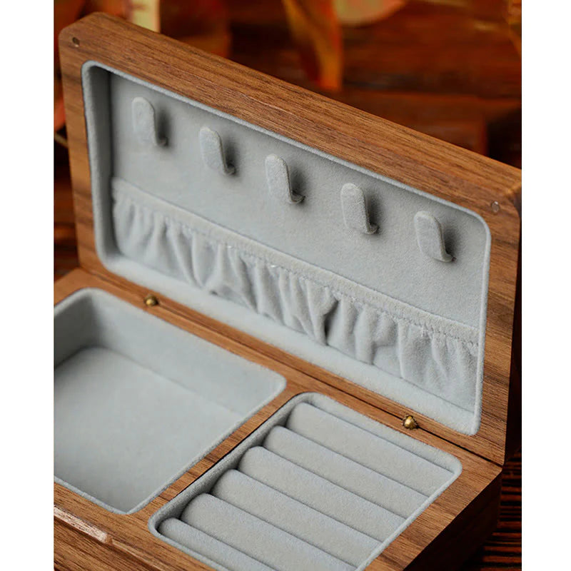 Buddha Stones Vintage Handmade Black Walnut Wood Jewelry Storage Box Wooden Gift Box
