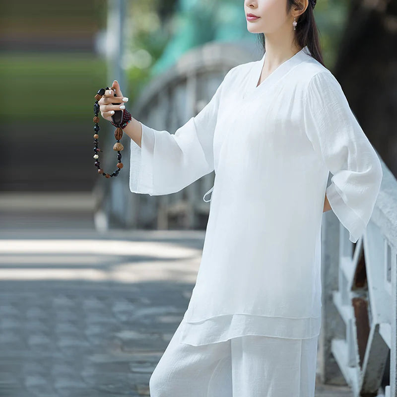 Buddha Stones Yoga Cotton Linen Clothing Uniform Meditation Zen Practice Women's Set (Extra 30% Off | USE CODE: FS30)