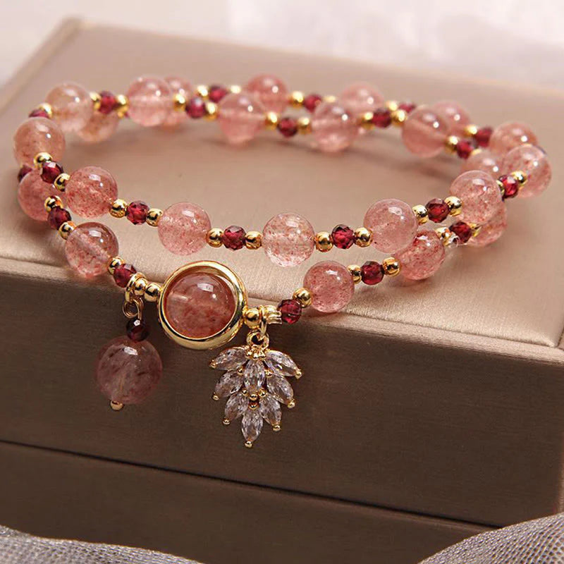 FREE Today: Healing of Love Strawberry Quartz Double Wrap Bracelet