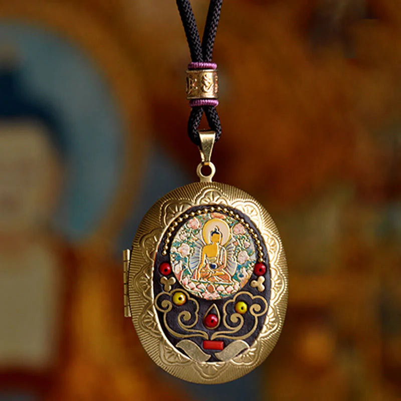 Buddha Stones Copper Kwan Yin Avalokitesvara Zakiram Wealth Pendant Necklace