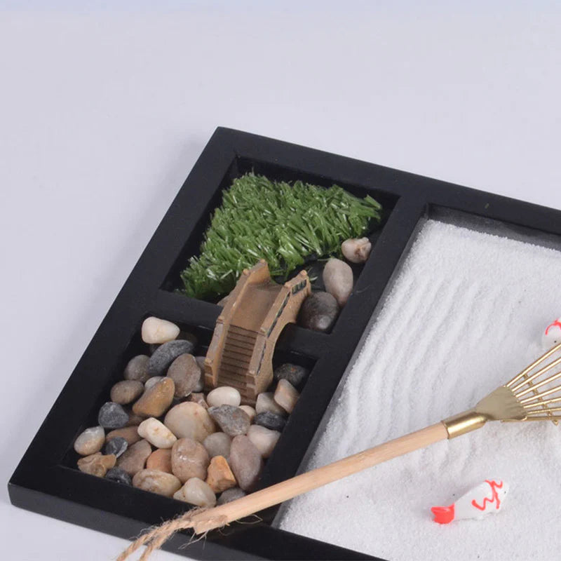 Buddha Stones Koi Fish Small Bridge Calm Peace Meditation Zen Garden Decoration