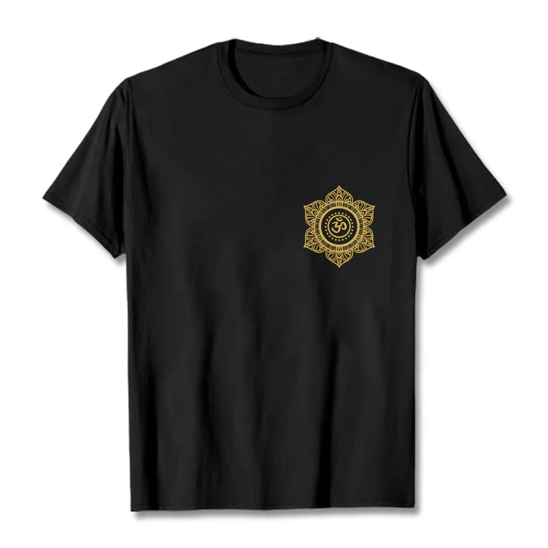 Buddha Stones Golden Mandala OM Pattern Tee T-shirt