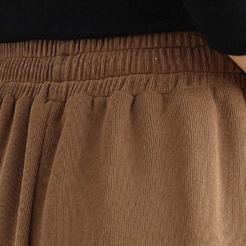 Buddha Stones Solid Color Drawstring Women's Wide Leg Pants With Pockets