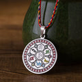 Buddha Stones Colorful Om Mani Padme Hum Titanium Steel Protection Rope Necklace Pendant