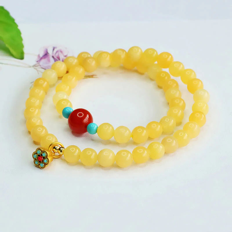Buddha Stones Topaz Red Agate Bead Fortune Bracelet