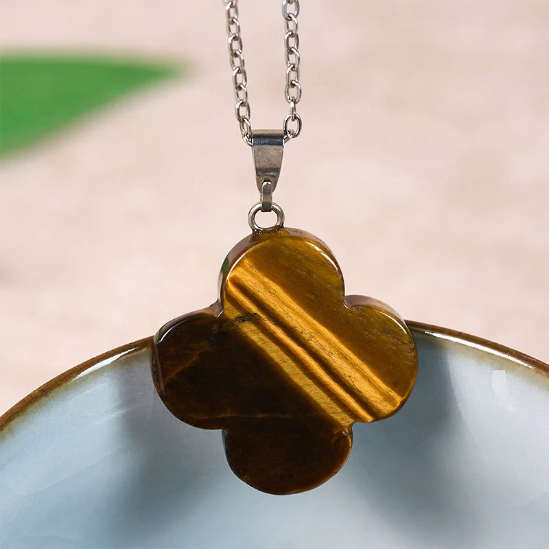Buddha Stones Various Crystal Green Aventurine Black Obsidian Tiger Eye Plum Blossom Luck Necklace Pendant