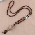 Buddha Stones Tibetan Wenge Wood Bodhi Seed Agate Elephant Protection Necklace Pendant (Extra 40% Off | USE CODE: FS40)