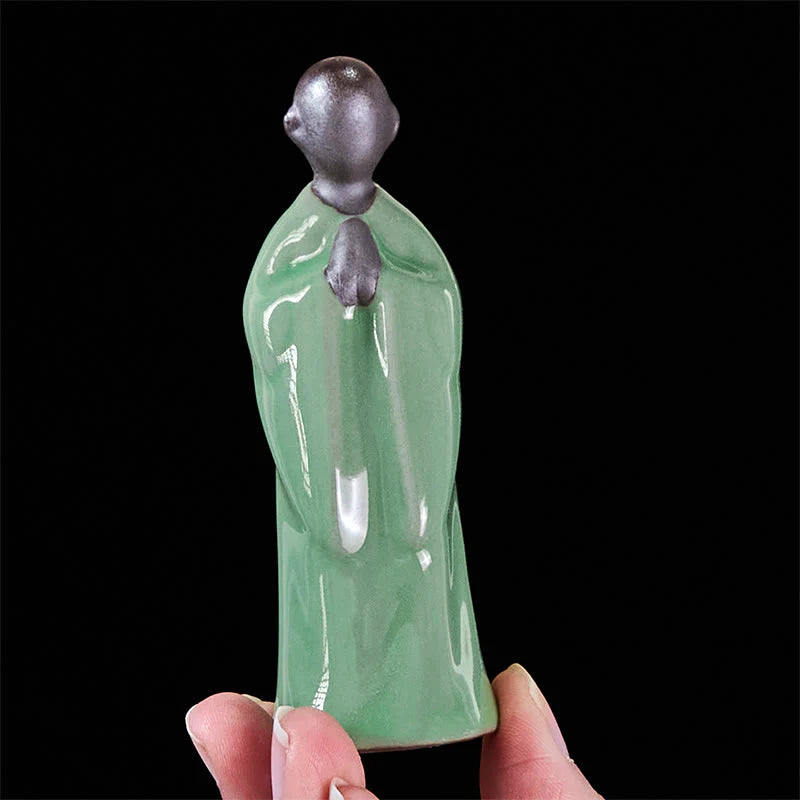 Buddha Stones Meditation Monk Ceramic Statue Serenity Home Decoration