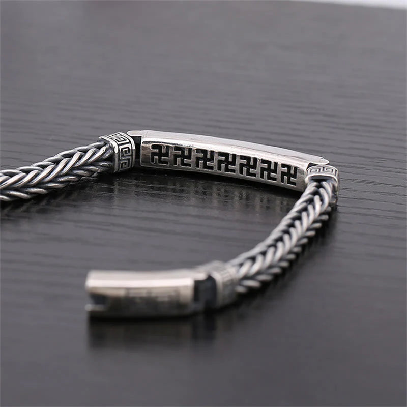 Buddha Stones Swastika Pattern Engraved Luck Bracelet