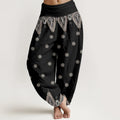 Buddha Stones Cotton Bohemian Geometric Floral Design Women's Elastic Waist Harem Pants
