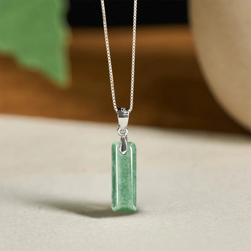 Buddha Stones Natural A-Z Letter Jade 925 Sterling Silver Silm Chain Prosperity Necklace Pendant