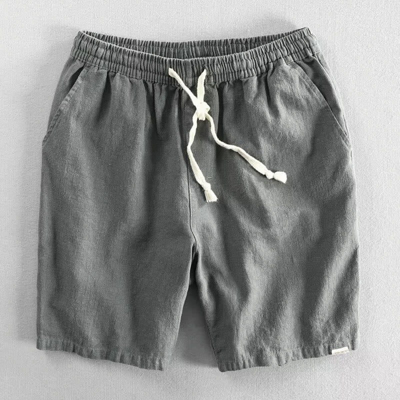 Buddha Stones Drawstring Elastic Waist Cotton Men's Shorts With Pockets