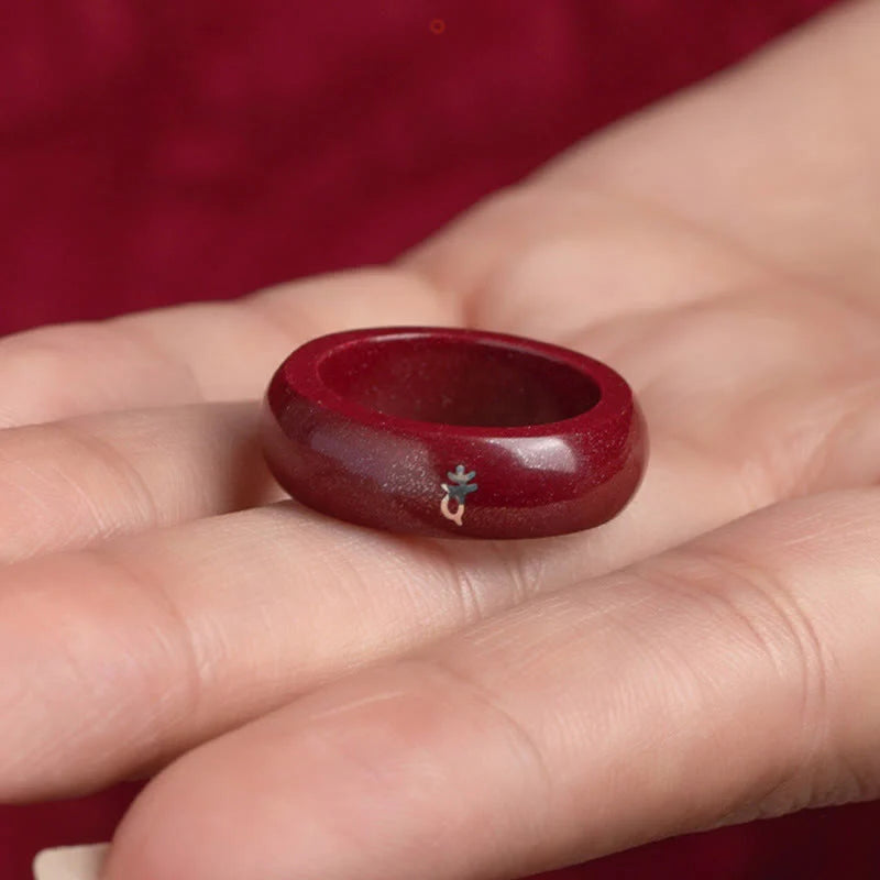 Buddha Stones Chinese Zodiac Year Of The Horse Cinnabar Blessing Ring