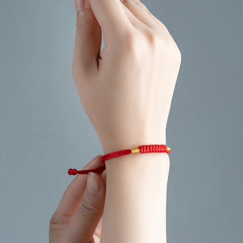 Buddha Stones Handmade Braided Red String Happy Knot Flat Knot Colorful Rope Bracelet