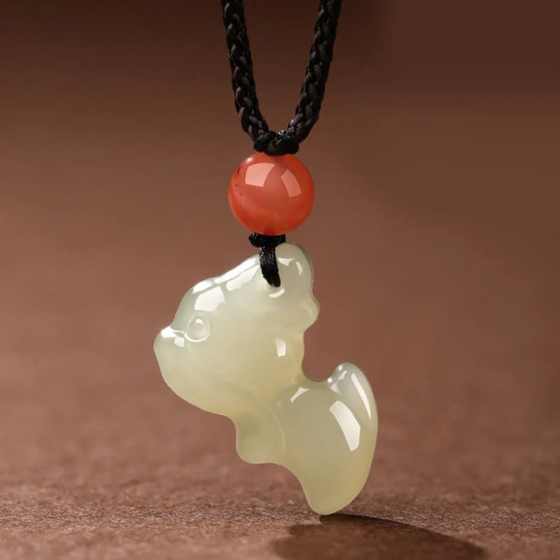 Buddha Stones Chinese Zodiac Year Of The Horse Jade South Red Agate Prosperity Necklace Pendants