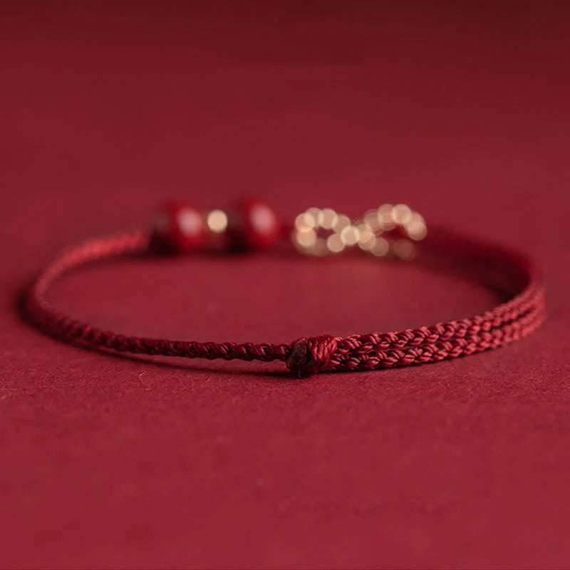 Buddha Stones Cinnabar Blessing Red String Golden Infinity Symbol Bracelet Anklet