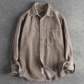 Buddha Stones Solid Color Single Breasted Buttons Men's Long Sleeve Thickened Jacket With Pockets