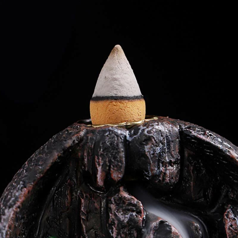 Buddha Stones Mountain Bridges Pattern Meditation Resin Backflow Incense Burner