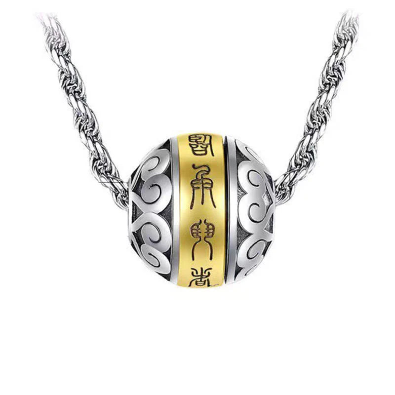 Buddha Stones Taoist Nine-Character Mantra Engraved Amulet Balance Necklace Rotatable Pendant